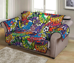 Funky Graffiti Pattern Print Loveseat Protector