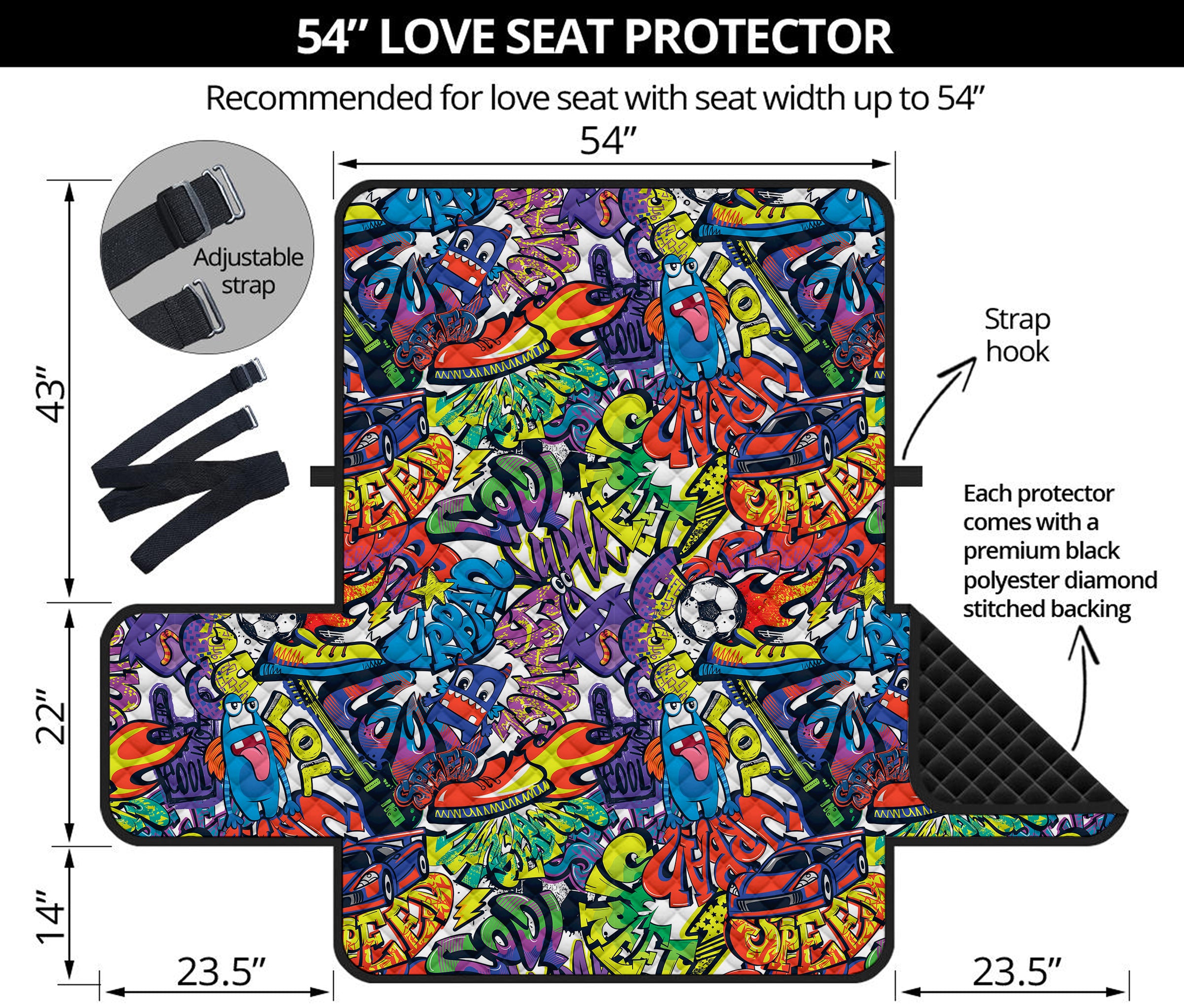 Funky Graffiti Pattern Print Loveseat Protector