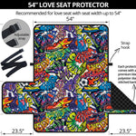 Funky Graffiti Pattern Print Loveseat Protector