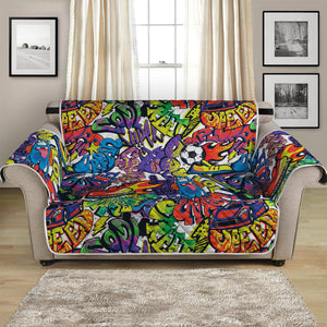 Funky Graffiti Pattern Print Loveseat Protector