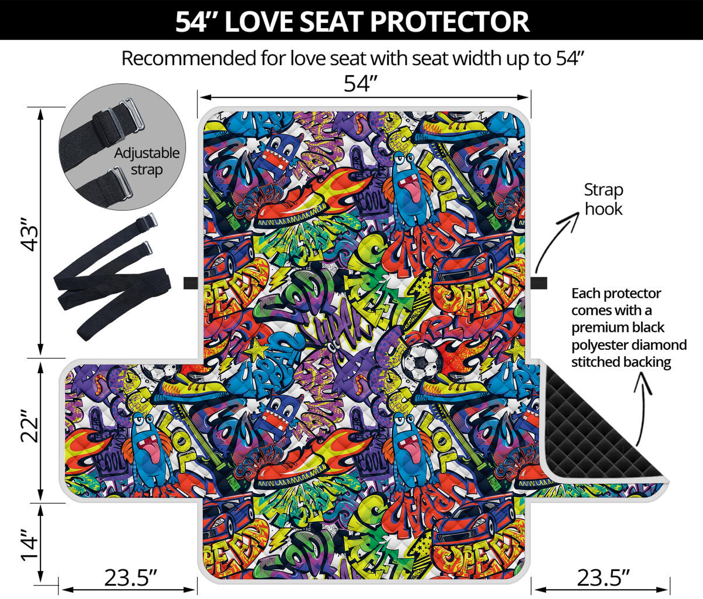 Funky Graffiti Pattern Print Loveseat Protector