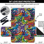 Funky Graffiti Pattern Print Loveseat Protector