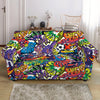 Funky Graffiti Pattern Print Loveseat Slipcover