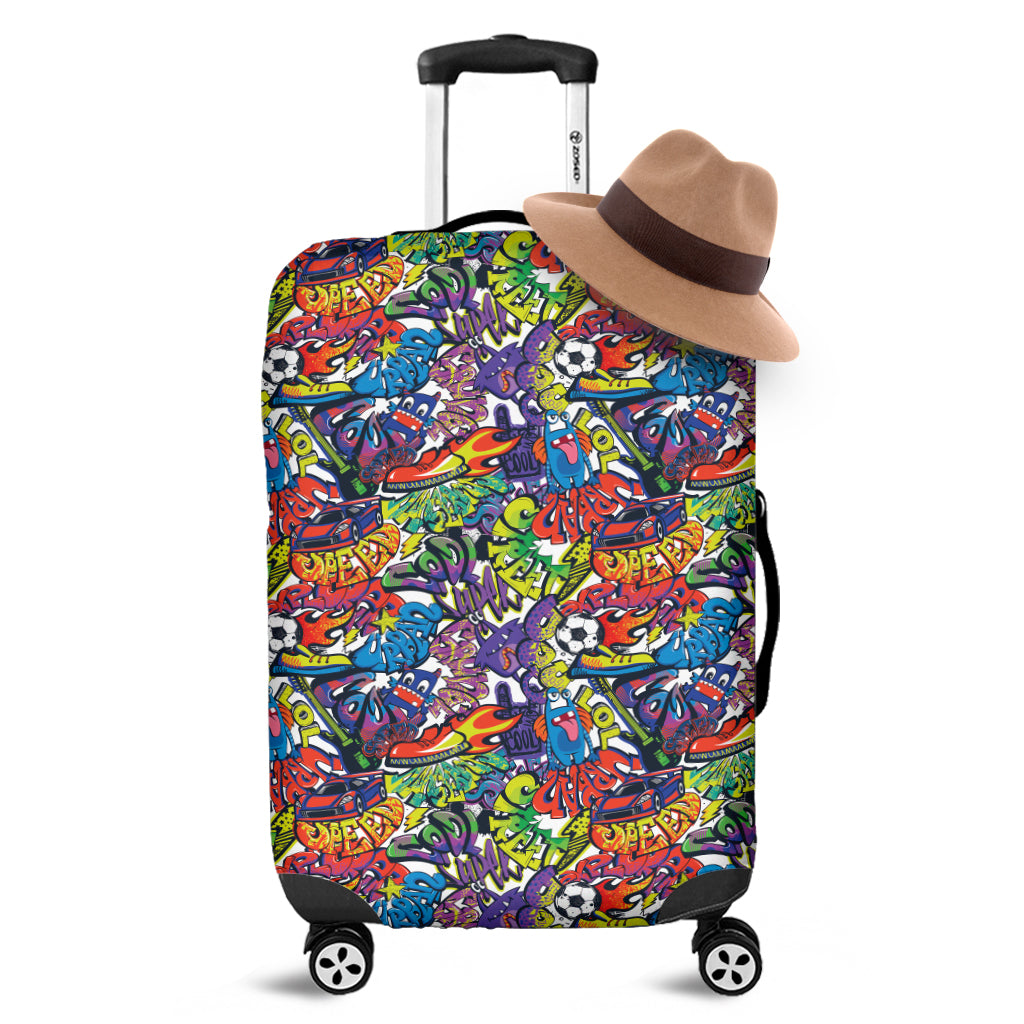 Funky Graffiti Pattern Print Luggage Cover
