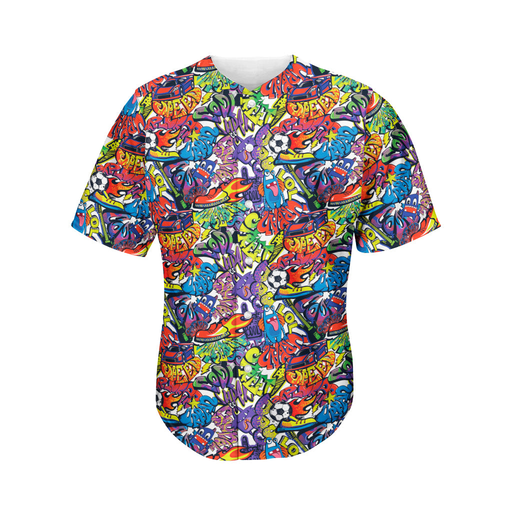 Funky Graffiti Pattern Print Men's Baseball Jersey