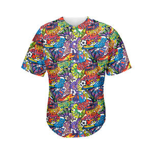 Funky Graffiti Pattern Print Men's Baseball Jersey