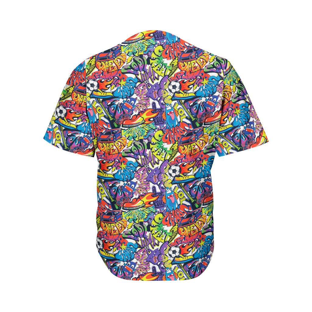 Funky Graffiti Pattern Print Men's Baseball Jersey