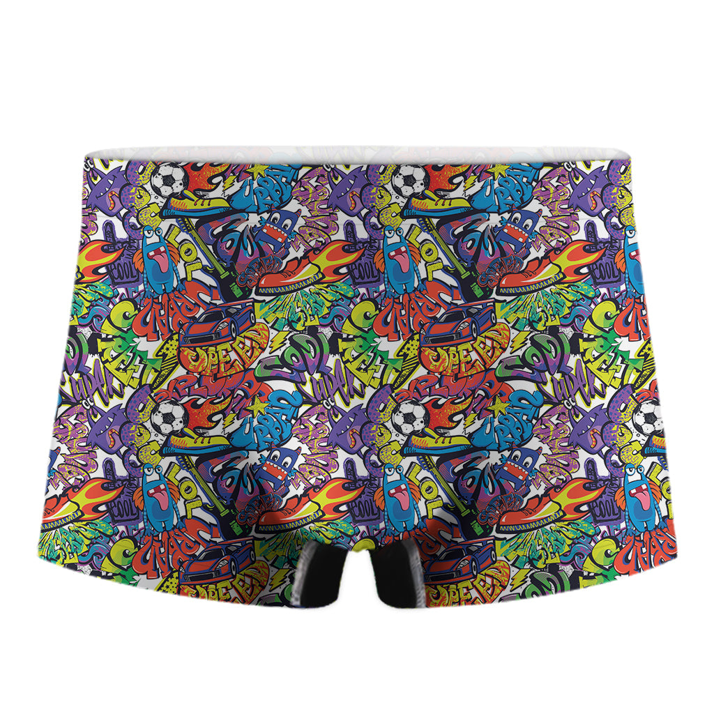 Funky Graffiti Pattern Print Men's Boxer Briefs