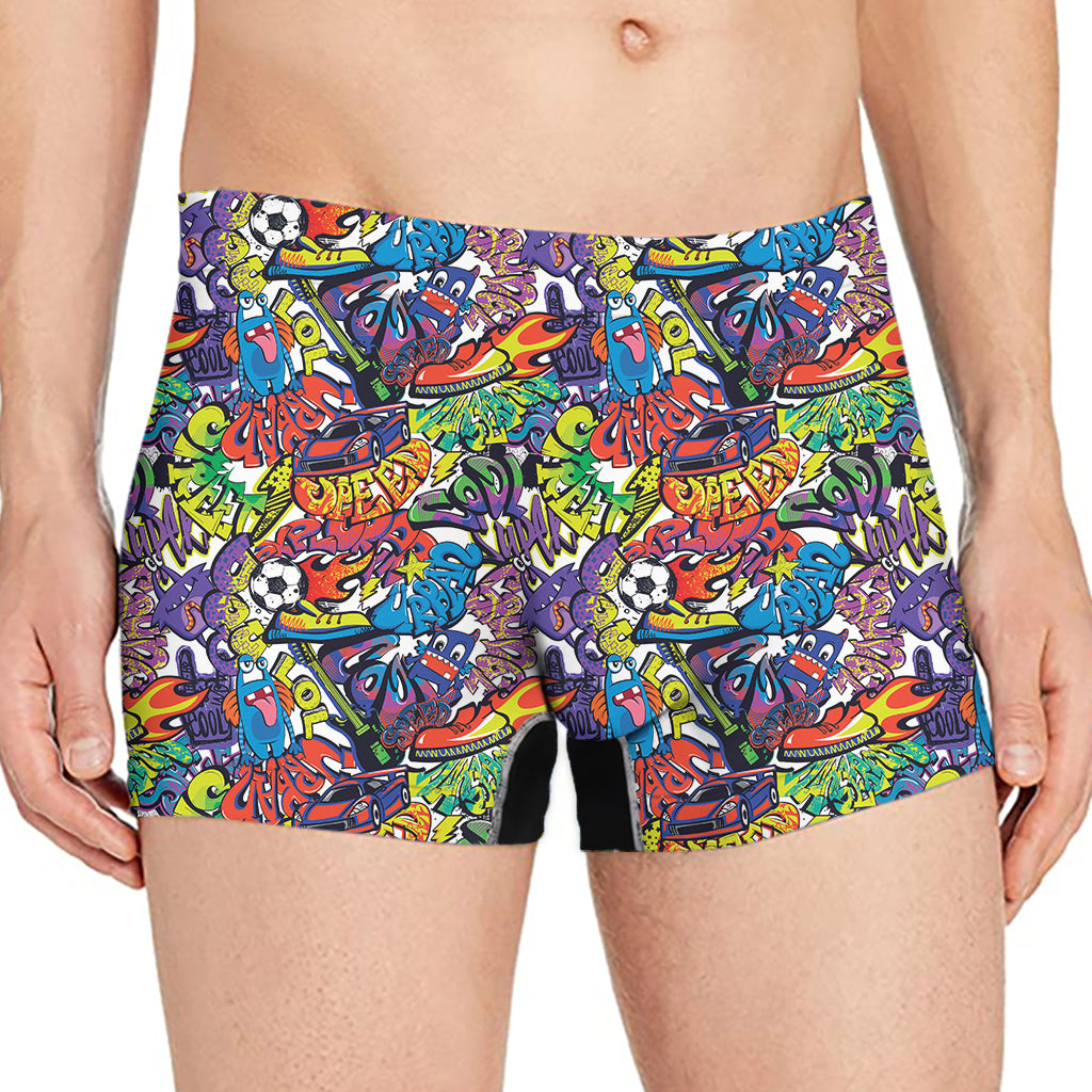 Funky Graffiti Pattern Print Men's Boxer Briefs