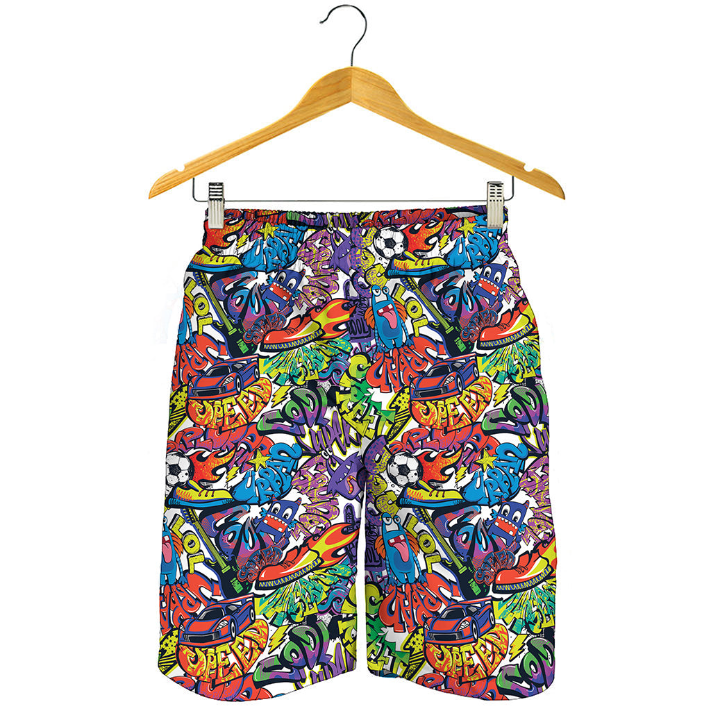 Funky Graffiti Pattern Print Men's Shorts