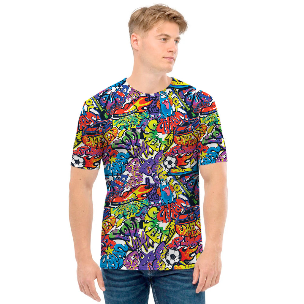 Funky Graffiti Pattern Print Men's T-Shirt