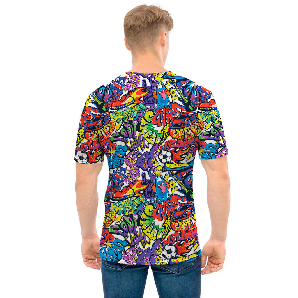 Funky Graffiti Pattern Print Men's T-Shirt