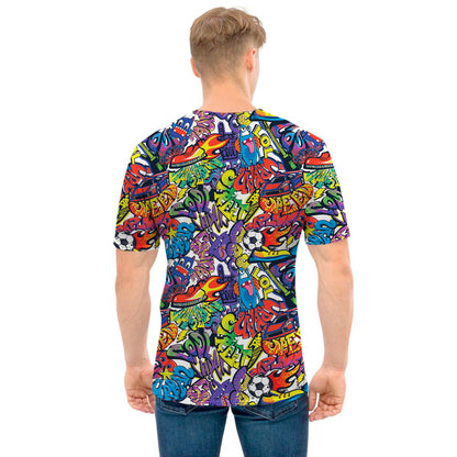 Funky Graffiti Pattern Print Men's T-Shirt