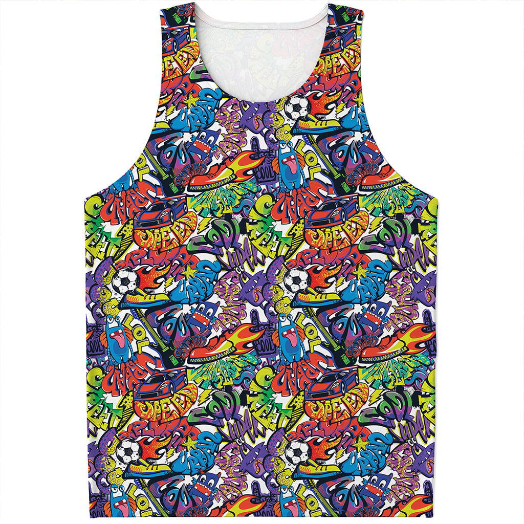 Funky Graffiti Pattern Print Men's Tank Top