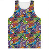 Funky Graffiti Pattern Print Men's Tank Top