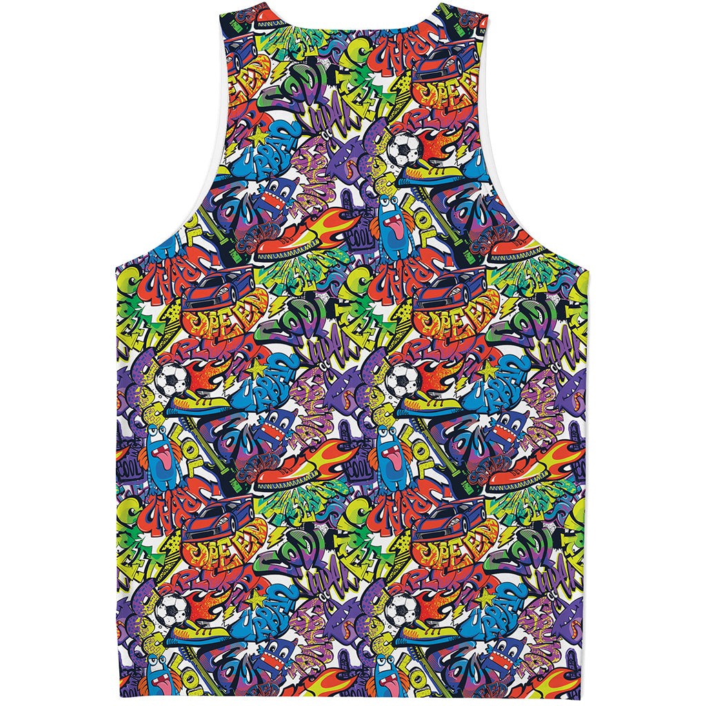Funky Graffiti Pattern Print Men's Tank Top