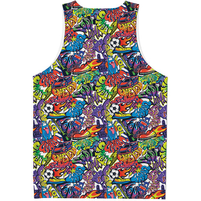 Funky Graffiti Pattern Print Men's Tank Top
