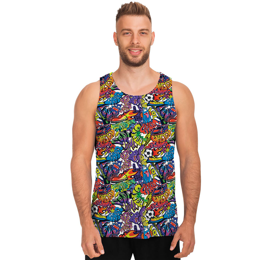 Funky Graffiti Pattern Print Men's Tank Top