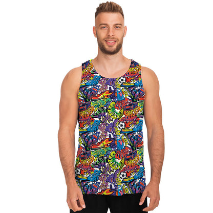 Funky Graffiti Pattern Print Men's Tank Top