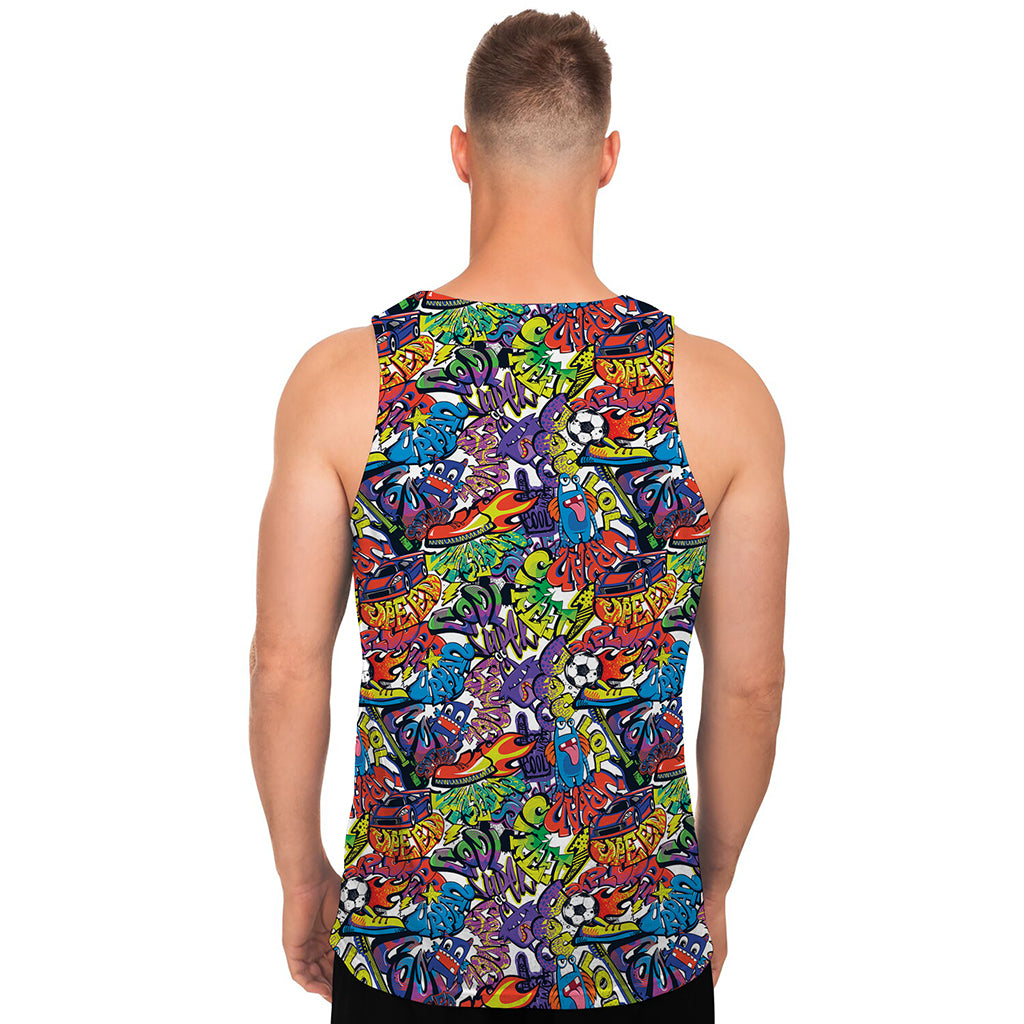 Funky Graffiti Pattern Print Men's Tank Top