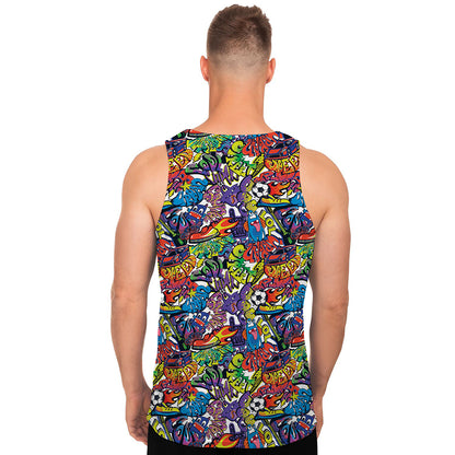 Funky Graffiti Pattern Print Men's Tank Top