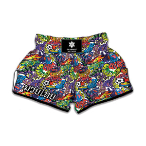 Funky Graffiti Pattern Print Muay Thai Boxing Shorts