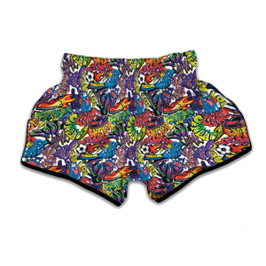 Funky Graffiti Pattern Print Muay Thai Boxing Shorts