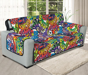 Funky Graffiti Pattern Print Oversized Sofa Protector