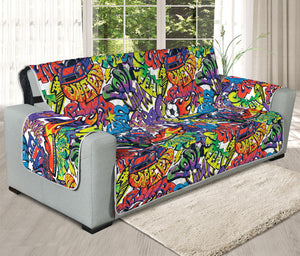 Funky Graffiti Pattern Print Oversized Sofa Protector