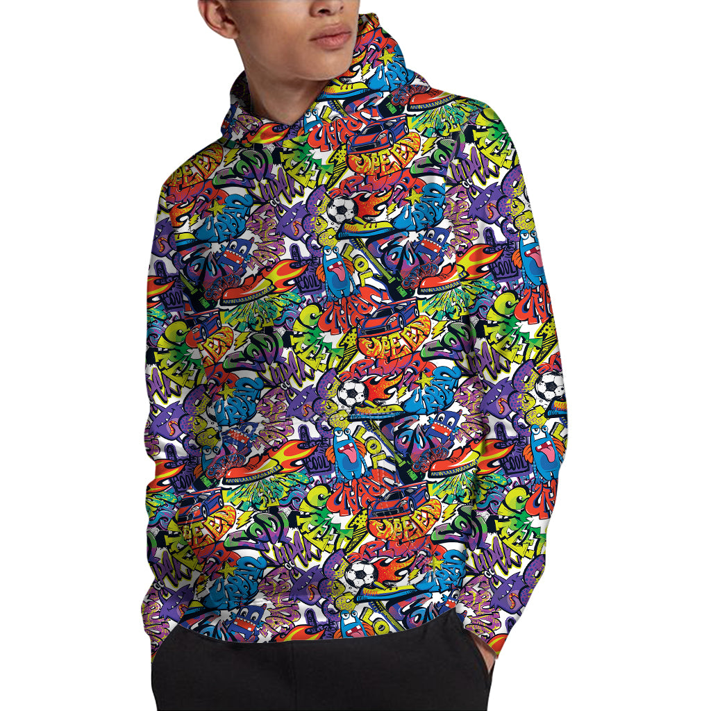 Funky Graffiti Pattern Print Pullover Hoodie