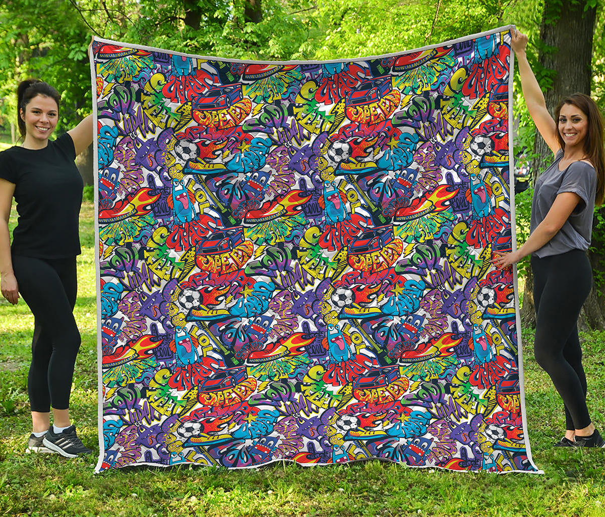 Funky Graffiti Pattern Print Quilt