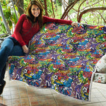 Funky Graffiti Pattern Print Quilt