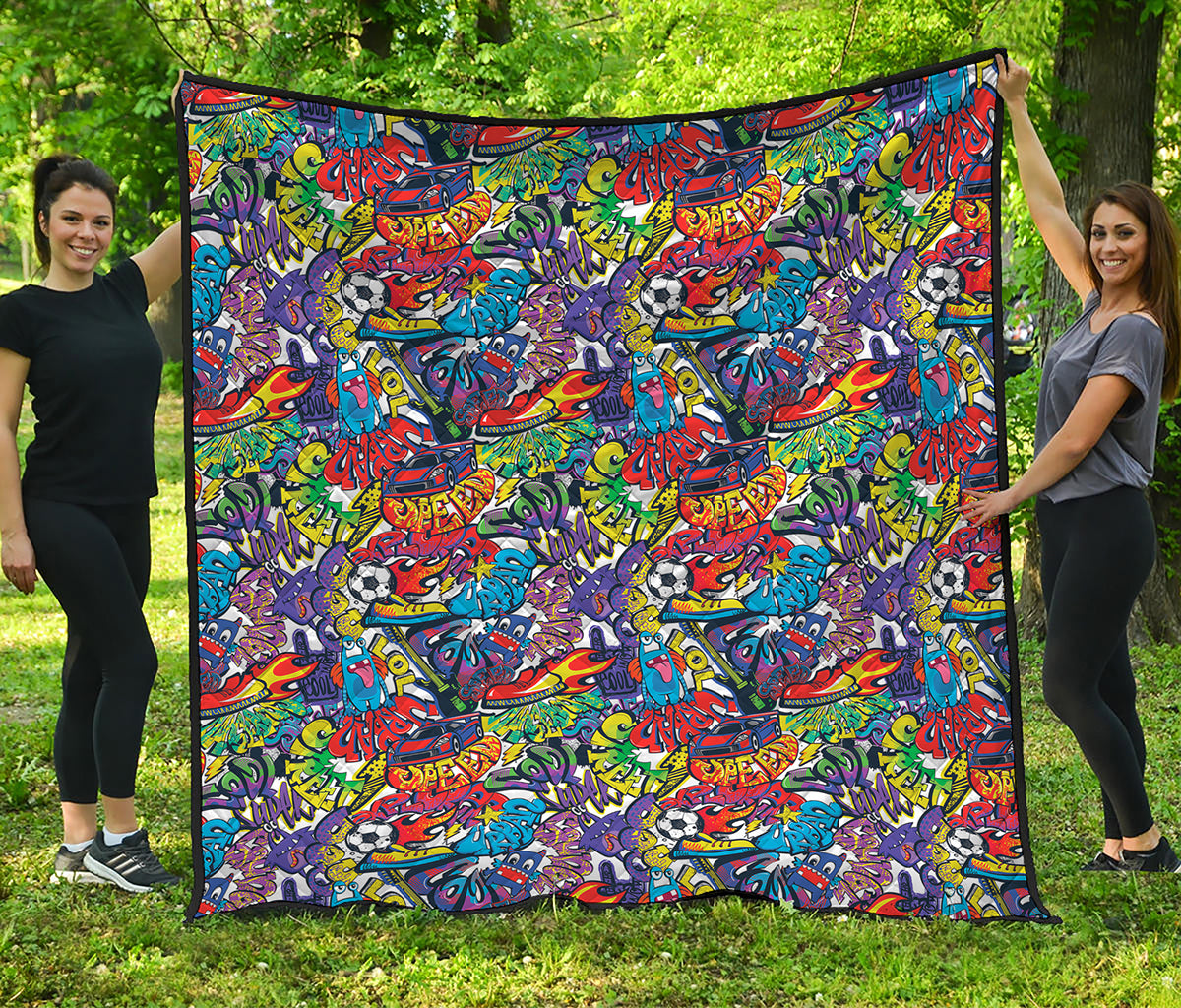 Funky Graffiti Pattern Print Quilt