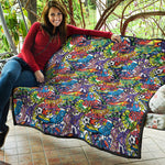 Funky Graffiti Pattern Print Quilt