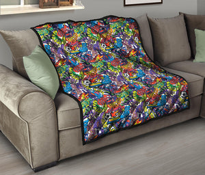 Funky Graffiti Pattern Print Quilt