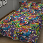 Funky Graffiti Pattern Print Quilt Bed Set