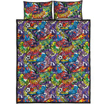 Funky Graffiti Pattern Print Quilt Bed Set