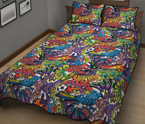 Funky Graffiti Pattern Print Quilt Bed Set