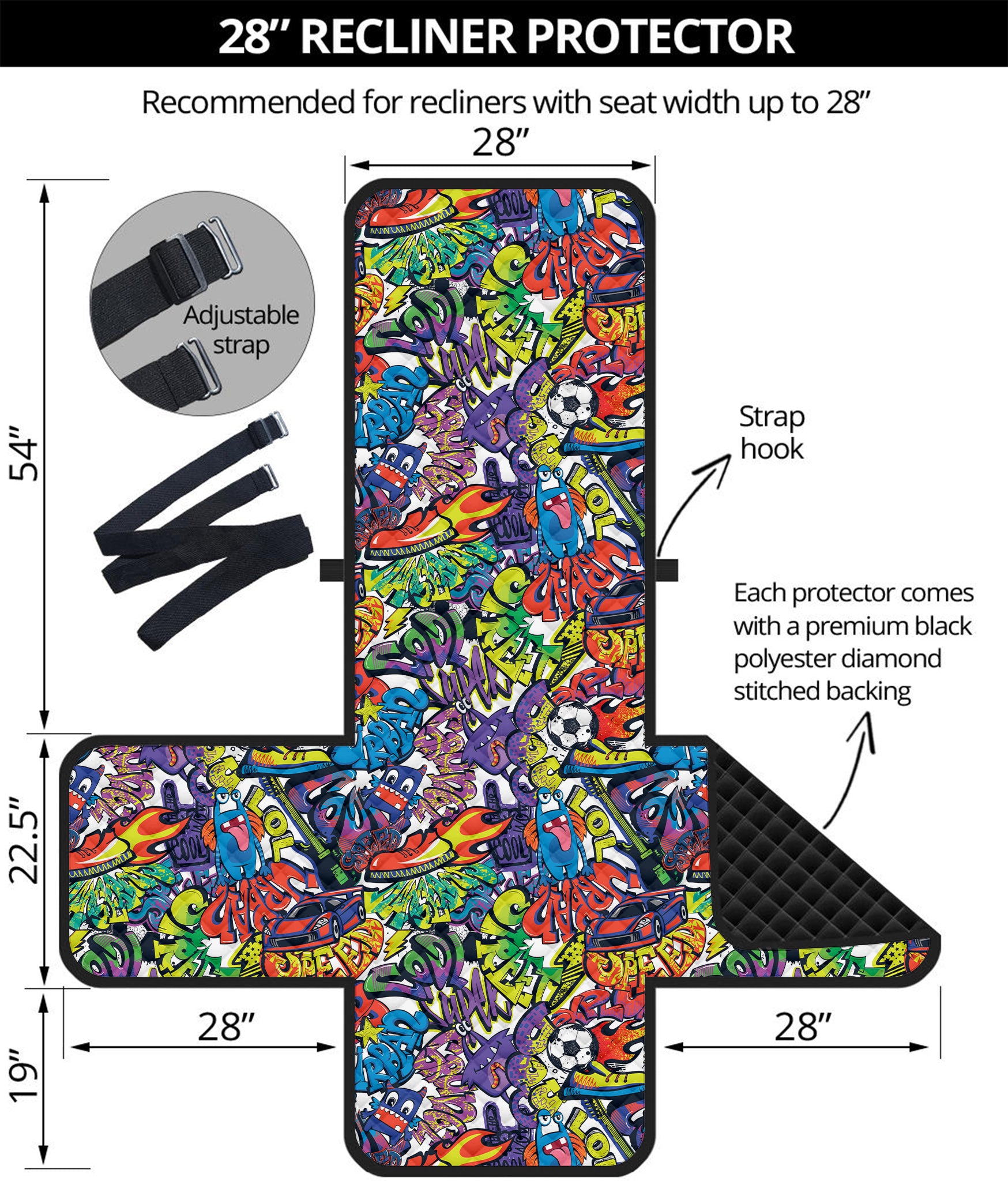 Funky Graffiti Pattern Print Recliner Protector