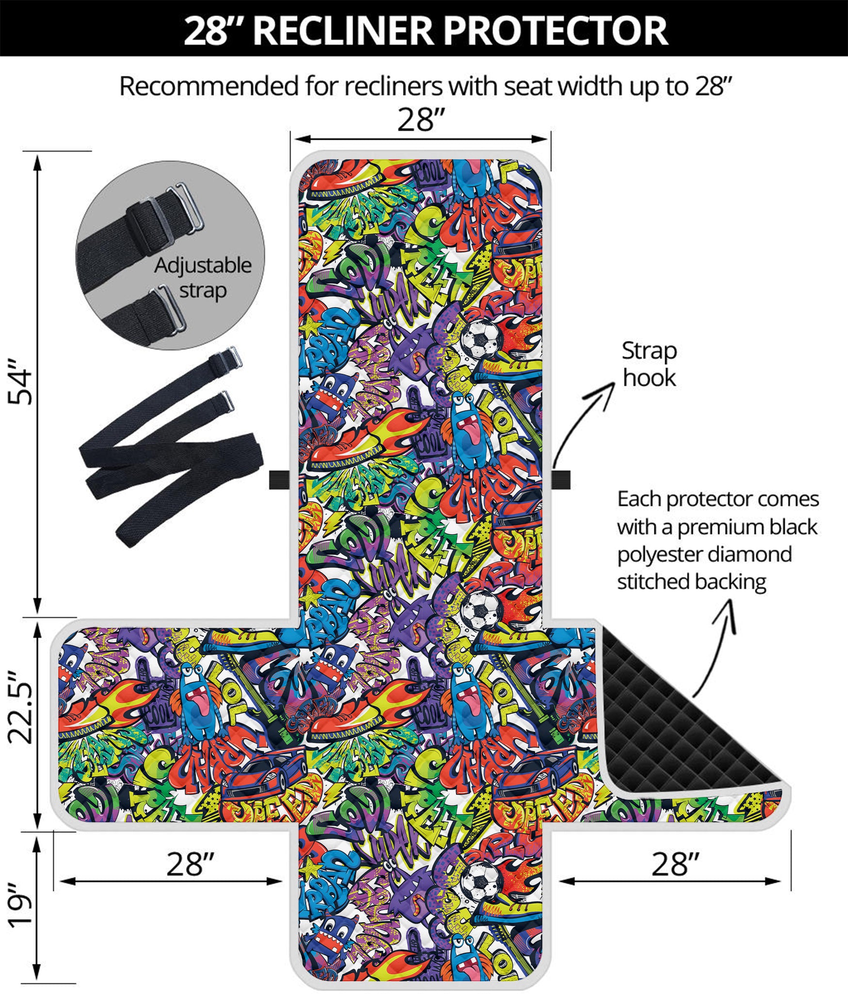 Funky Graffiti Pattern Print Recliner Protector