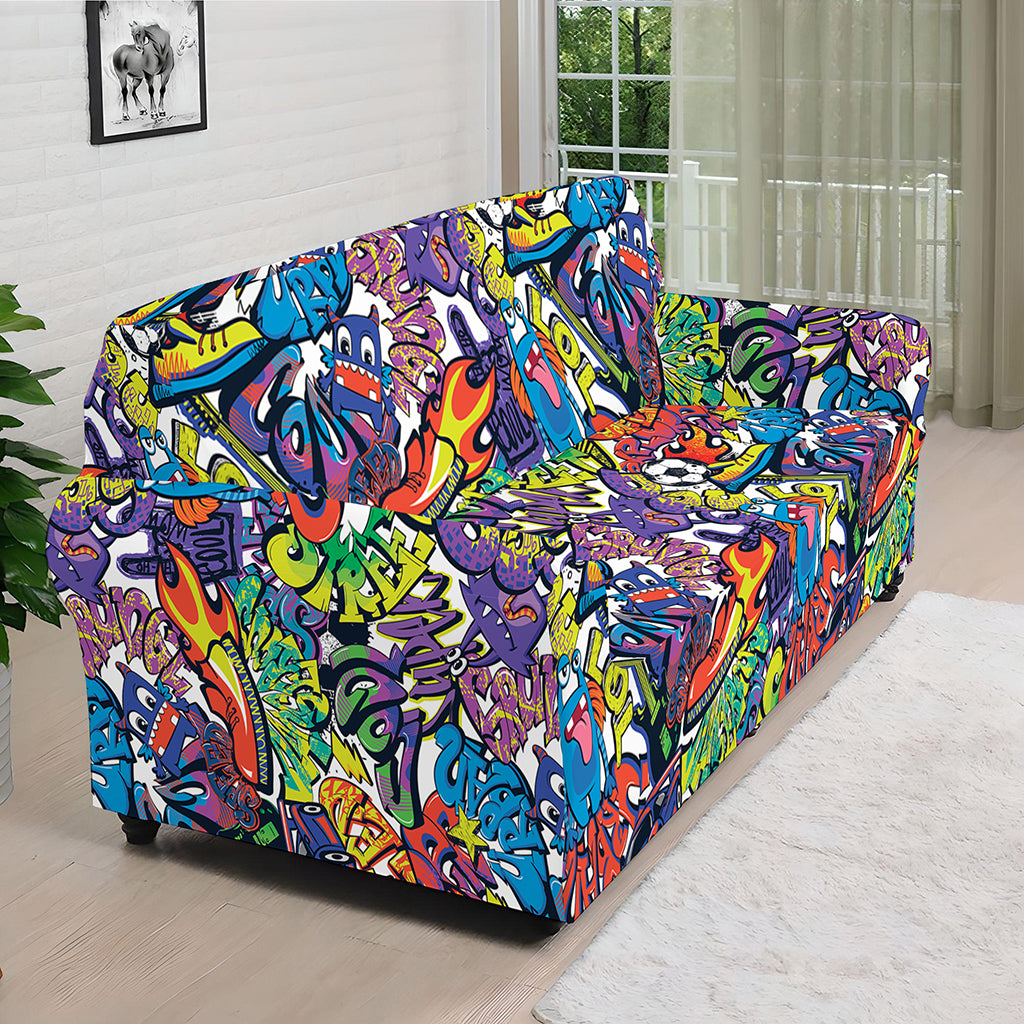 Funky Graffiti Pattern Print Sofa Cover