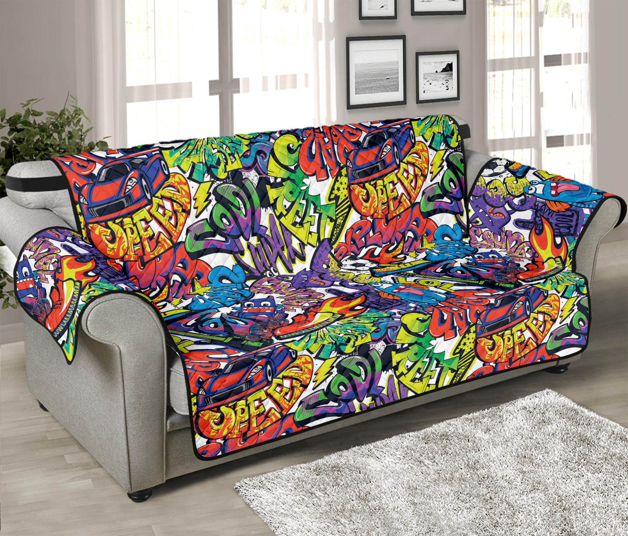 Funky Graffiti Pattern Print Sofa Protector