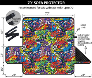 Funky Graffiti Pattern Print Sofa Protector