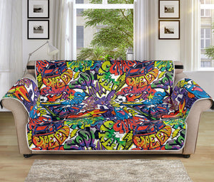 Funky Graffiti Pattern Print Sofa Protector