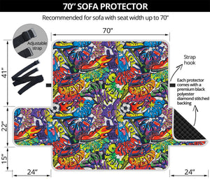 Funky Graffiti Pattern Print Sofa Protector