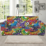 Funky Graffiti Pattern Print Sofa Slipcover