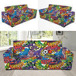 Funky Graffiti Pattern Print Sofa Slipcover