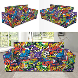 Funky Graffiti Pattern Print Sofa Slipcover