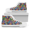 Funky Graffiti Pattern Print White High Top Sneakers