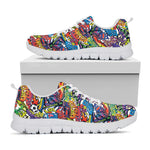 Funky Graffiti Pattern Print White Sneakers